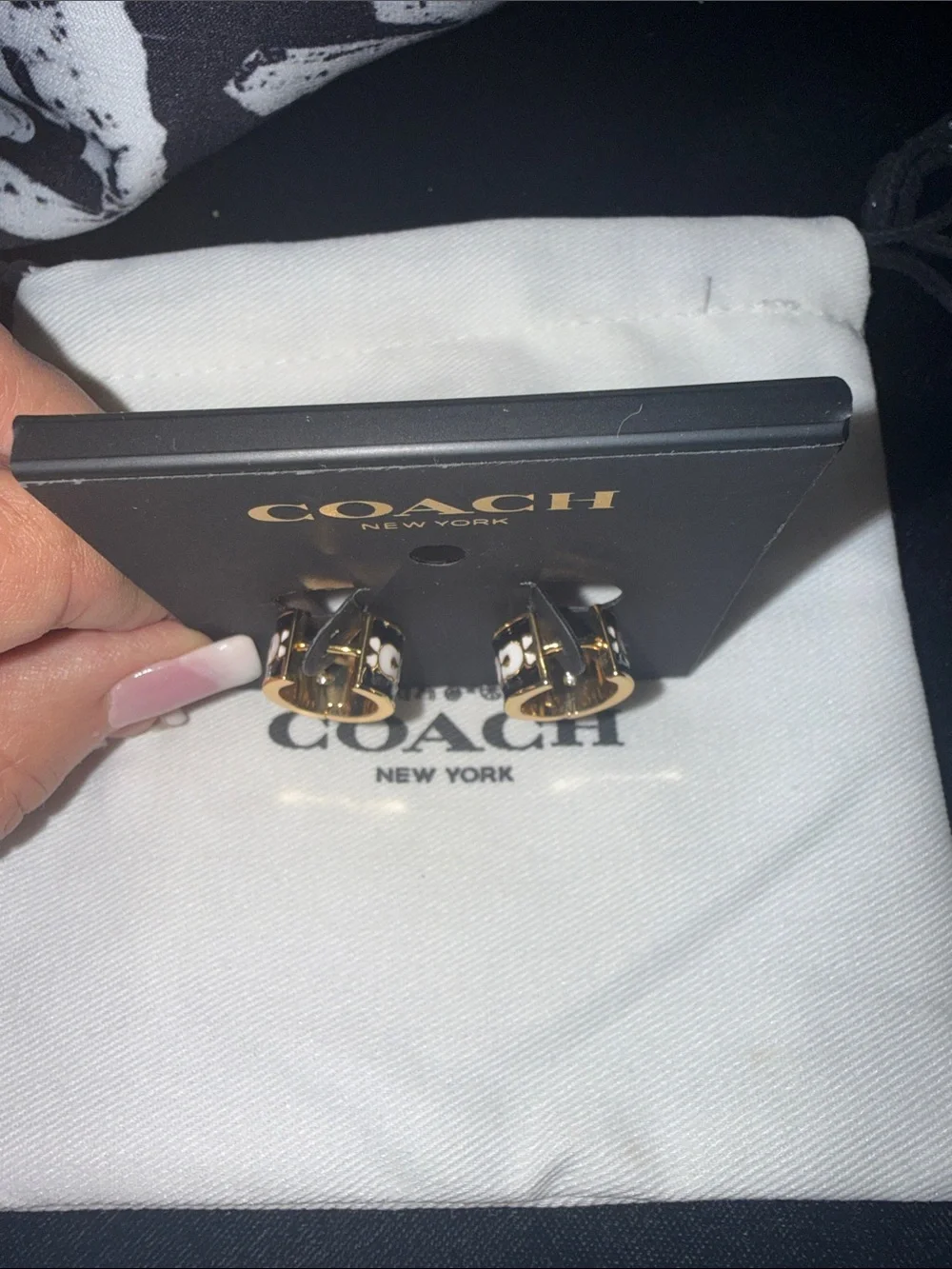 COACH Gold-Tone Signature Small Hoop Earrings - Picture 4 of 6